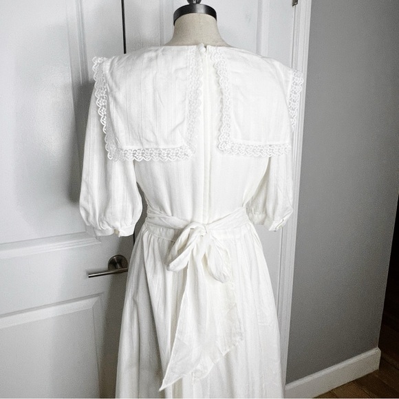 Vintage Gunne Sax Jessica McClintock Boho White Lace Dress Size 13 fits medium - Picture 10 of 11